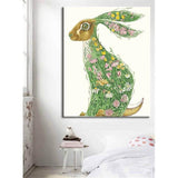 Painting by Numbers Colorful Brown Hare in Green Floral Dress