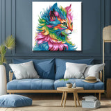 Painting by numbers cat in rainbow colors