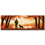 Paint by Numbers Panorama - Man with Dog in Autumn