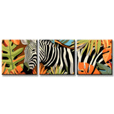 Paint by Numbers Triptych Zebra Behind Leaves 3-panel