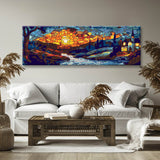 Painting by Numbers Panoramic Mountain Village on The River  Tiffany Style