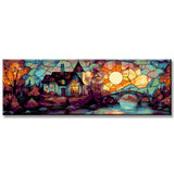 Painting by Numbers Panoramic House on River  Bridge Tiffany Style