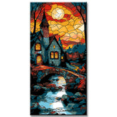 Painting by Numbers Panoramic House with Sun with Tiffany Style