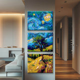 Painting by Numbers Church with Sun with Tiffany Style 3-Panel