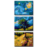 Paint by Numbers Tree in Landscape Van Gogh Style 3-panel
