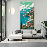 Painting by Numbers Panoramic Coastal Landscape Village