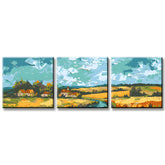 Paint by Numbers Triptych Wheat Field Landscape 3-panel