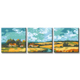Paint by Numbers Triptych Wheat Field Landscape 3-panel
