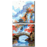 Painting by Numbers Panorama Picturesque Chinese Mountain Landscape with River 2-Panel