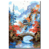 Painting by Numbers Panorama Picturesque Chinese Mountain Landscape with River i