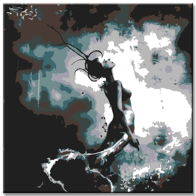 Painting by numbers mermaid in black and white I
