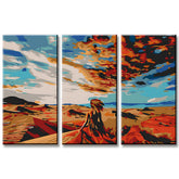 Paint by Numbers Triptych Painting Mountain Desert 3-panel