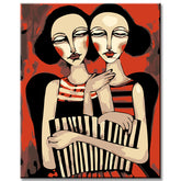 Painting by Numbers Abstract Art Circus of 2 Women I