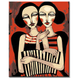 Painting by Numbers Abstract Art Circus of 2 Women I