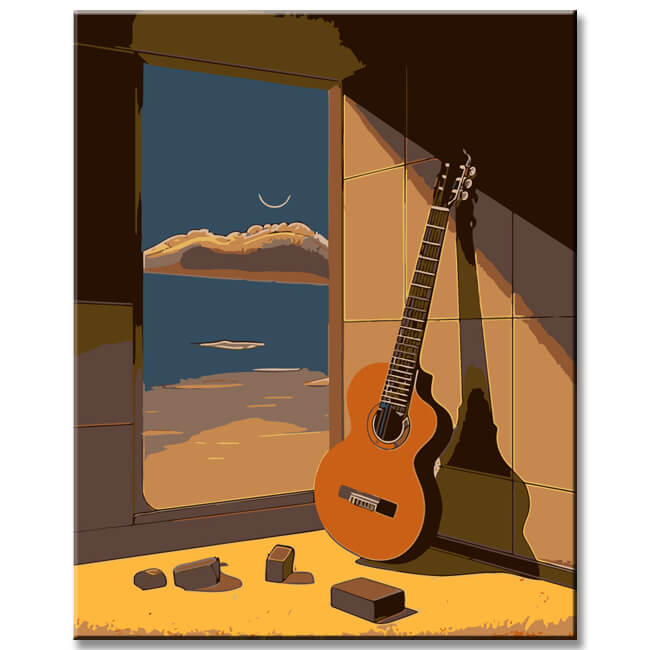 Painting by Numbers Violao Na Parede - Guitar on the Wall II