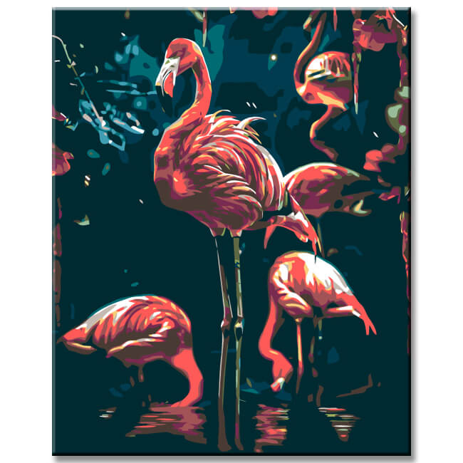 Painting by numbers The glowing flamingo