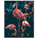 Painting by numbers The glowing flamingo