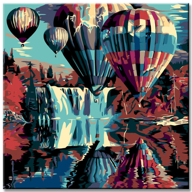 Paint by numbers hot air balloons