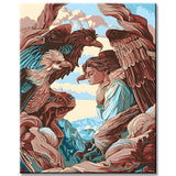 Paint by Numbers Abstract Eagle and Woman in the Mountains