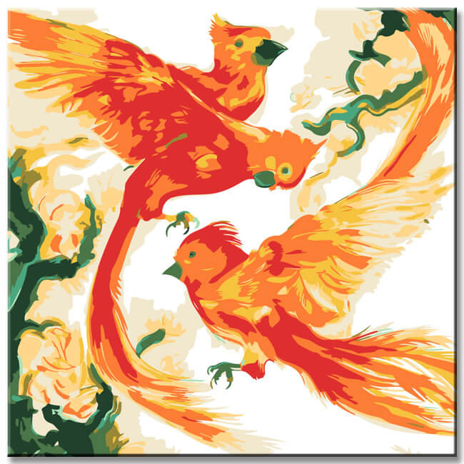 Painting by numbers birds of paradise