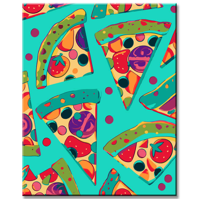 Painting by numbers pizza slices