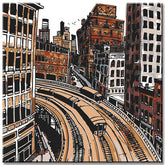 Painting by numbers trains in the city