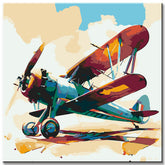 Paint by numbers watercolor of a vintage airplane