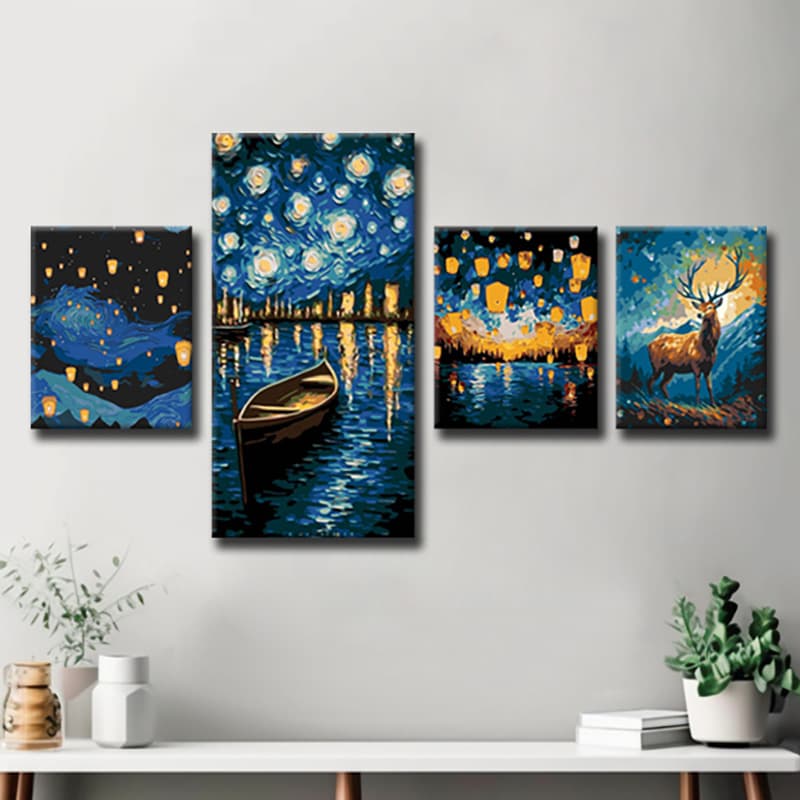 Leinwandkunst with Van Gogh inspired motives – Faszinierende Galeriewandbilder - 4-part