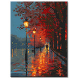Painting by Numbers Autumn Avenue in The Rain