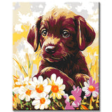 Painting by Numbers Dog in The Flower Field