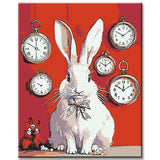 Painting by Numbers Pictures White Rabbit with Clocks