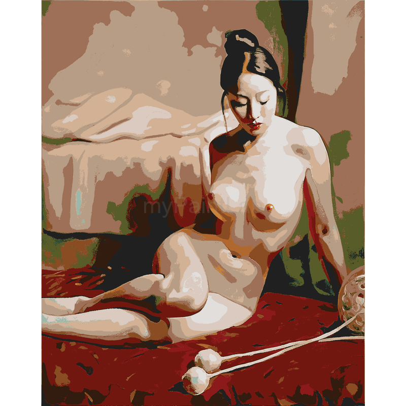 Painting By Numbers Nude Asian Woman On Sofa