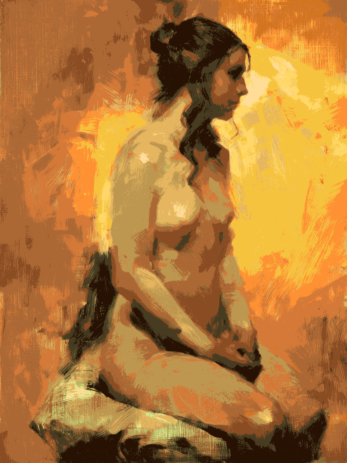 Painting by Numbers Nude Kneeling Girl Mnz-Akt-008
