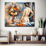 Painting by Numbers Nude Woman with Bouquet of Flowers Abstract