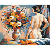 Painting by Numbers Nude Woman with Bouquet of Flowers Abstract