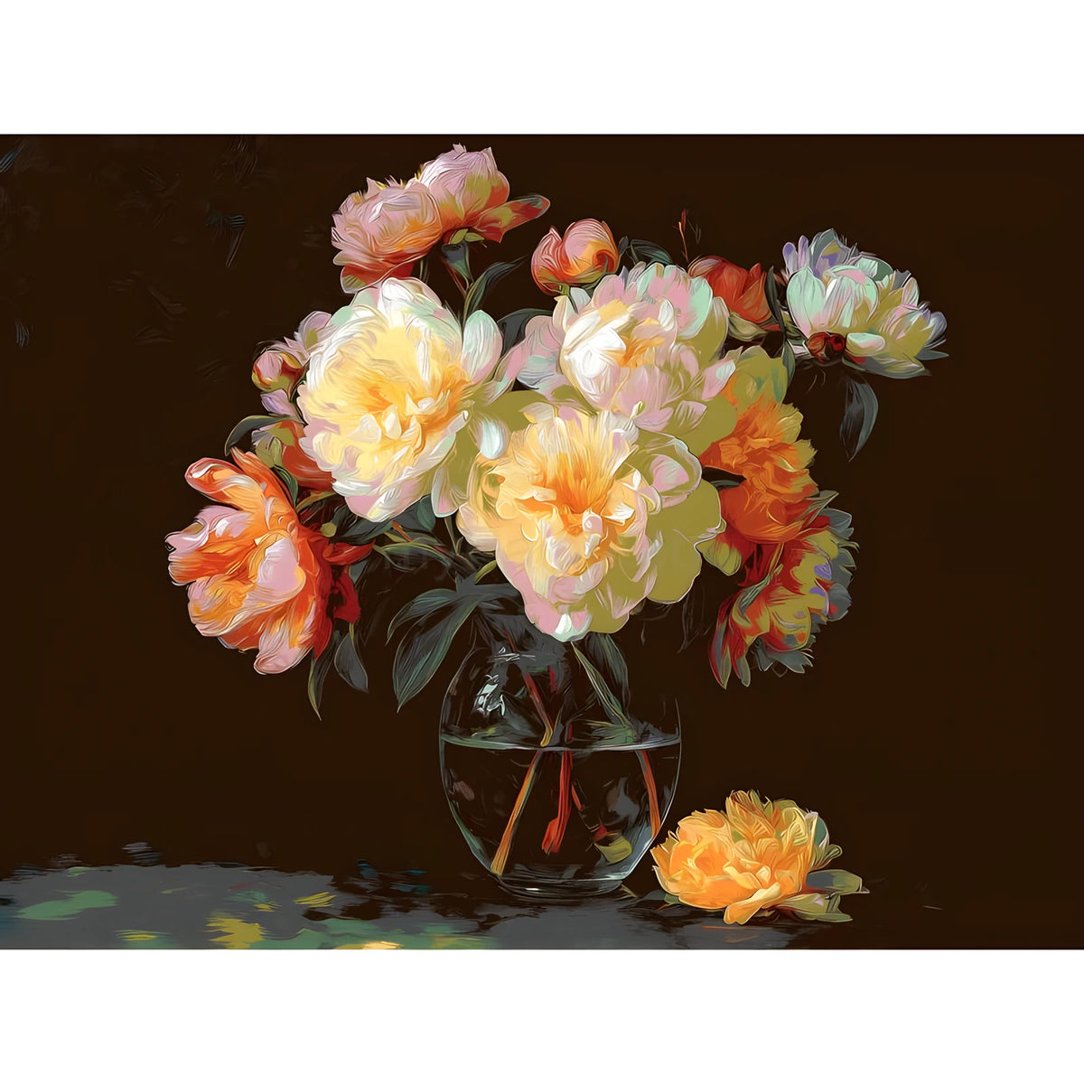 Painting by Numbers White Pink Bouquet of Flowers