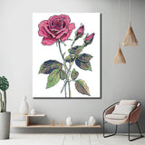 Painting by Numbers Pictures Rose Branch