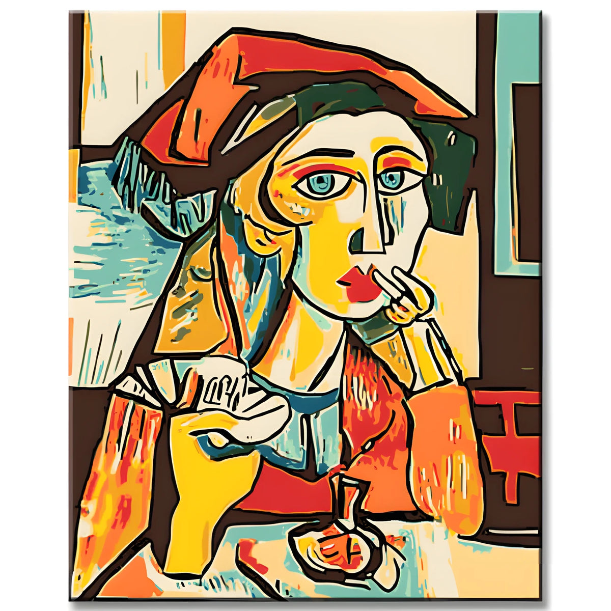 Paint by Numbers Art Motif Woman at Table 1