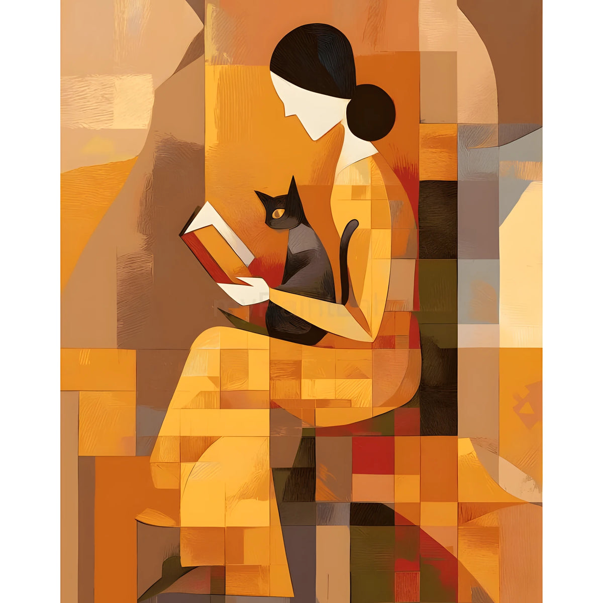 Painting by Numbers Pictures Woman with Cat Abstract