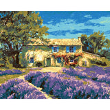 Painting by Numbers Flowers Lavender in Front of Homestead