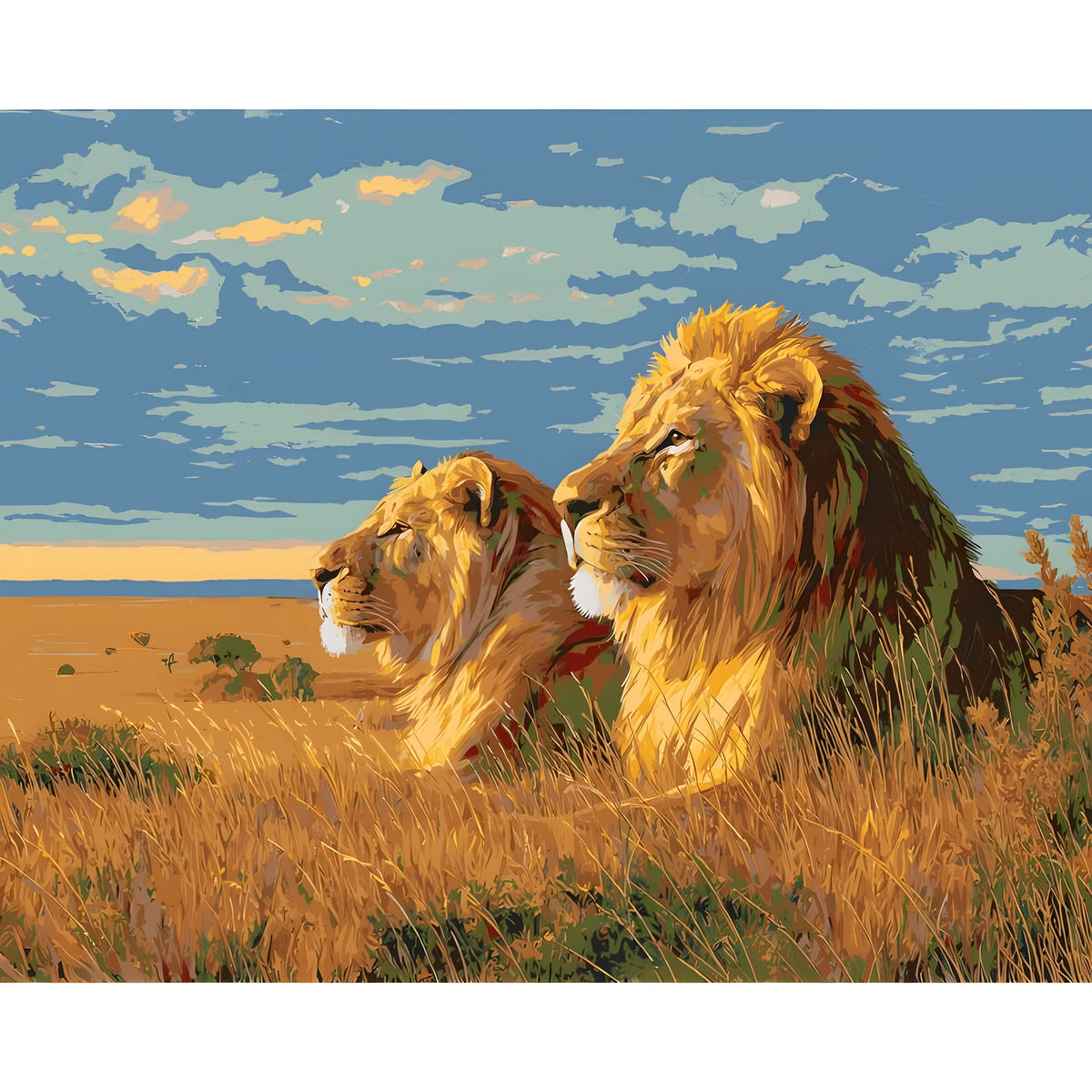 Painting by Numbers Lion Couple