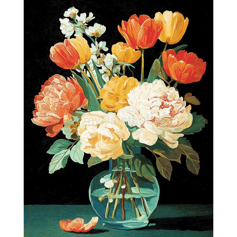 Painting by Numbers Colorful Bouquet of Flowers
