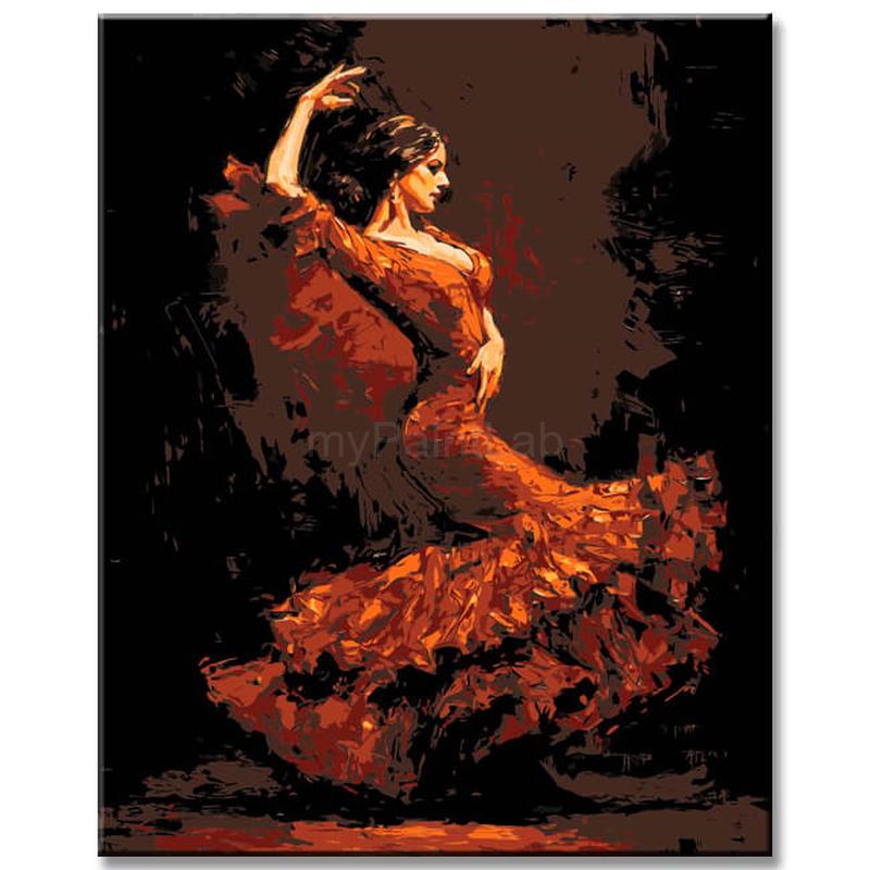 Painting by Numbers Pictures of A Dancer in A Red Dress