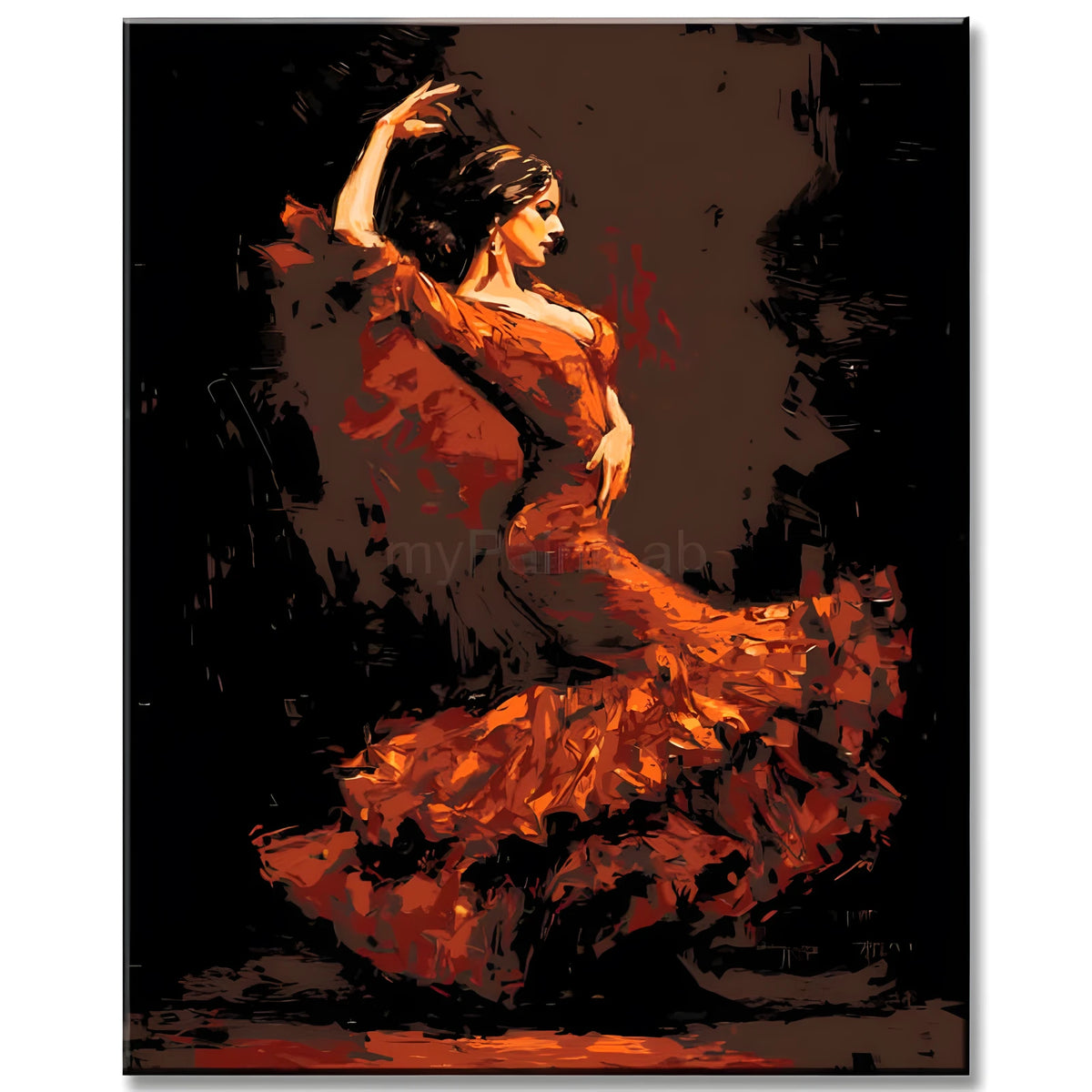 Painting by Numbers Pictures of A Dancer in A Red Dress
