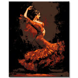 Painting by Numbers Pictures of A Dancer in A Red Dress