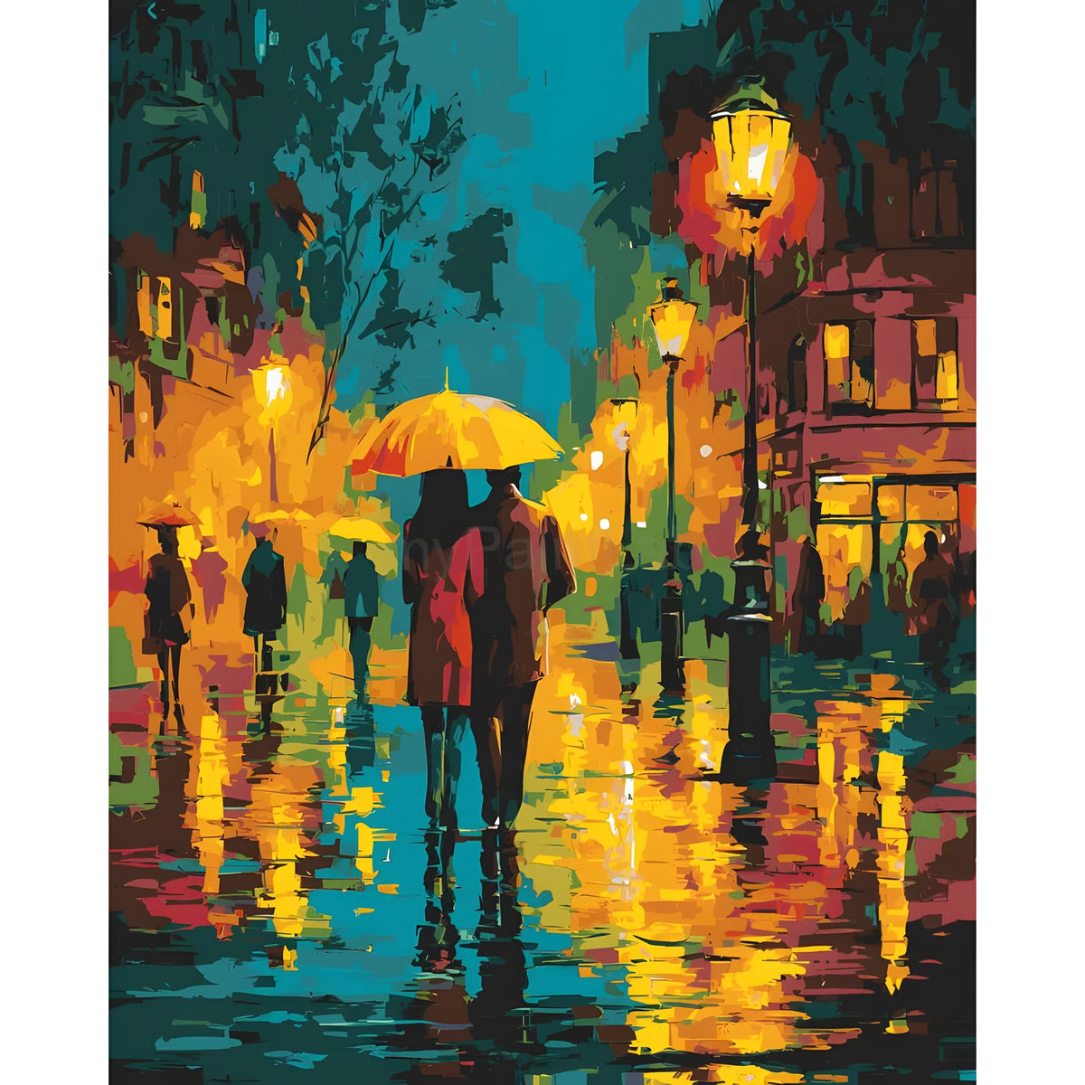 Painting by Numbers People Couple Under Umbrella Abstract