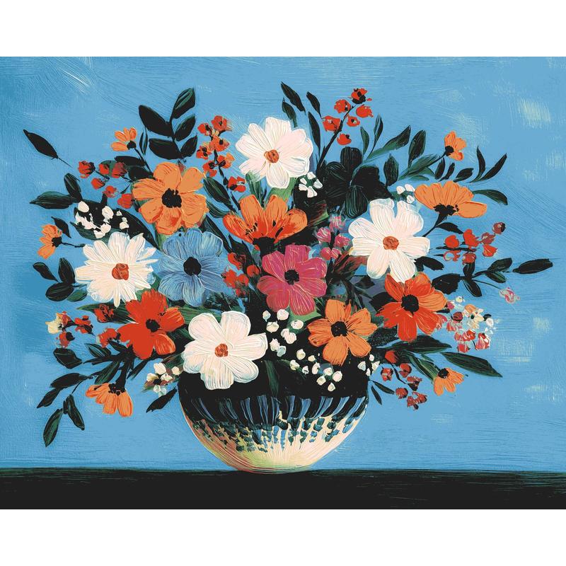Painting by Numbers Flowers Bouquet White/Blue