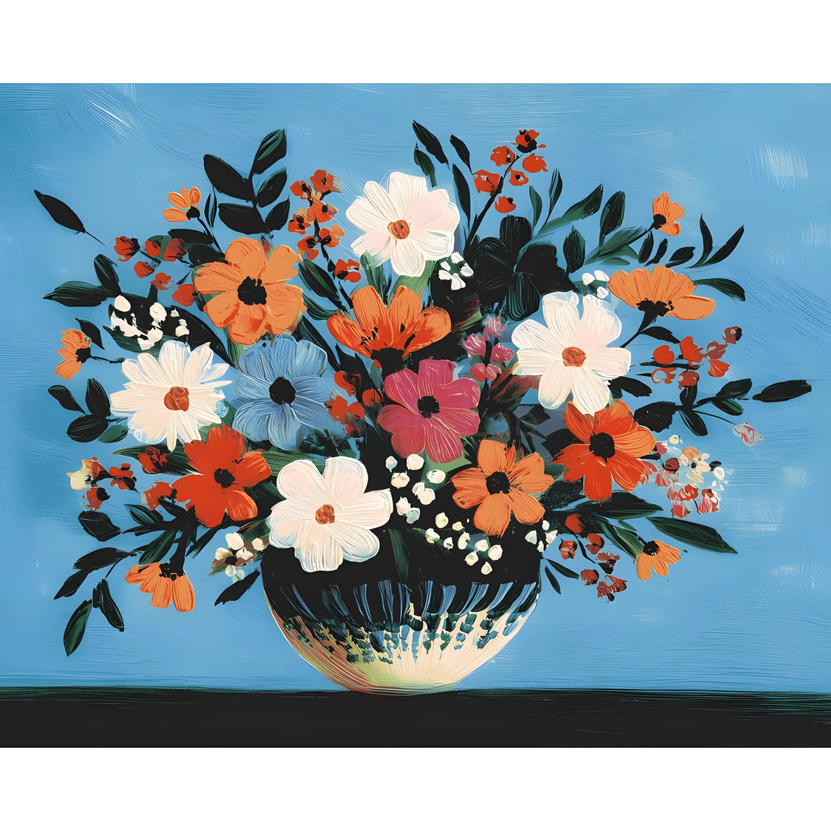 Painting by Numbers Flowers Bouquet White/Blue