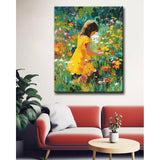 Painting by Numbers People Girls on Flower Meadow
