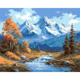 Painting by Numbers Landscape Mountain Stream in Front of Mountains